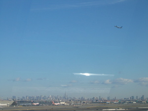 New York skyline from the Newark airport train
