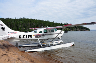 One of the Cessna planes at the refuelling spot