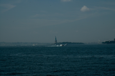 View of the Statue of Liberty from the south shore of Manhattan