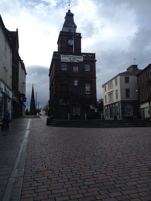 Deserted Dumfries town square