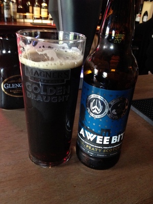 A Wee Bit, a peated scotch ale collaboration with Brooklyn Brewery