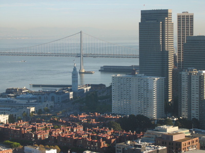 The Bay Bridge at the edge of downtown