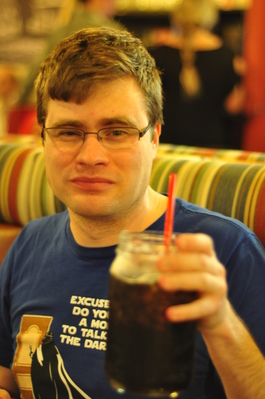Matt at dinner with root beer