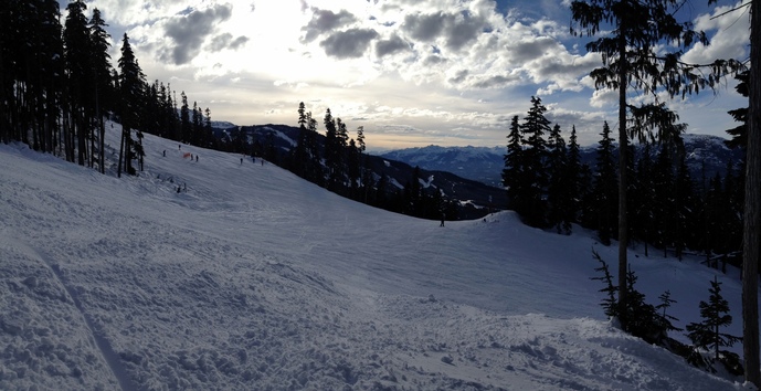 Heading down Blackcomb at the end of the day