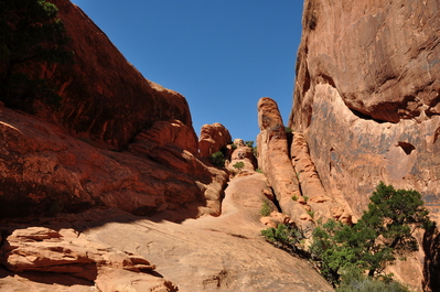 Hiking up a rock fin