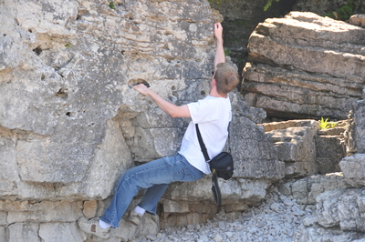 A bit of light bouldering, there were some awesome little pockets on this face