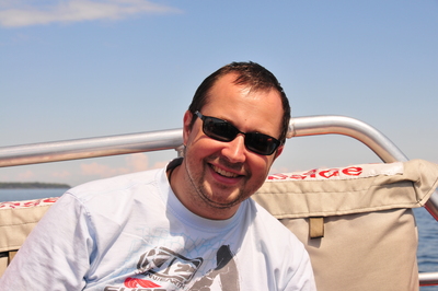 Patrick on the boat