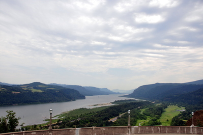 View from Vista House of the Columbia River separating Oregon and Washington