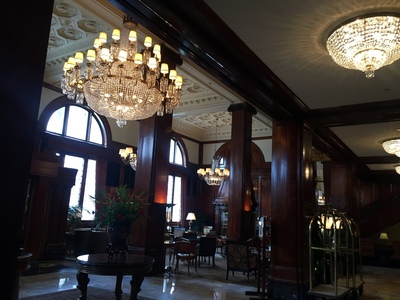 The lobby of the Benson Hotel