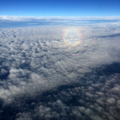 Circular rainbow on the flight home from Portland