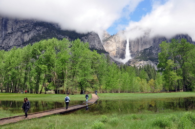 Flooded meadow and Yosemite Falls